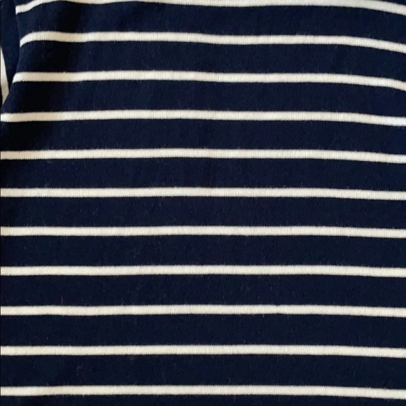 Liz Claiborne Wool Blend Navy Stripe Mock Neck Nautical Sweater SZ Petite Small - Picture 5 of 10